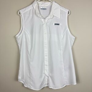 Columbia Tamiami Sleeveless Top Womens XL White PFG Outdoor Fishing Shirt